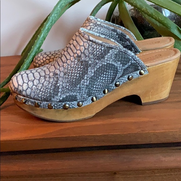 Corso Como Shoes - Corso Como Snakeskin Print Leather Clogs Size 7.5